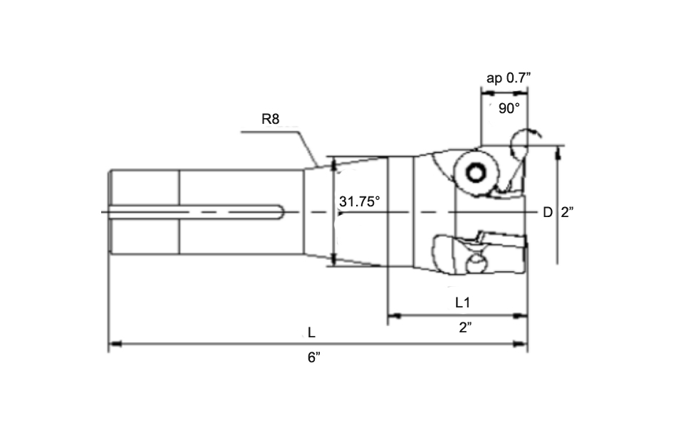 r8 indexable carbide end mill