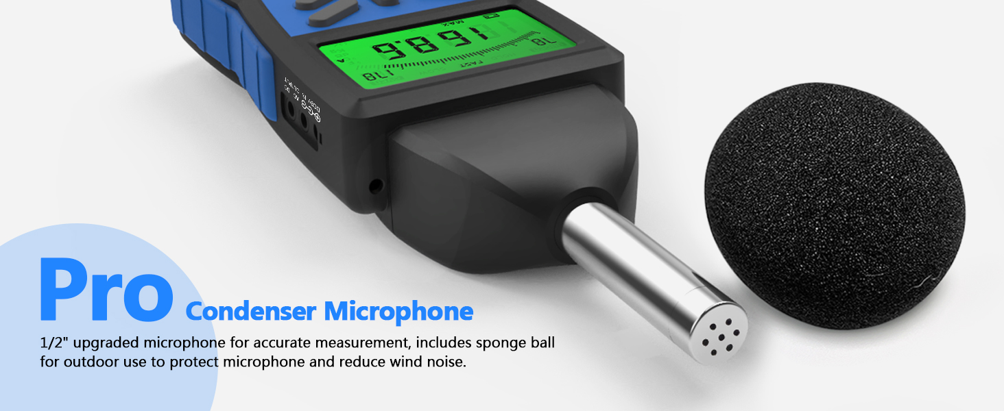 decibel meter frequency meter hz sound level meter sensor reader noise detector tester db meter