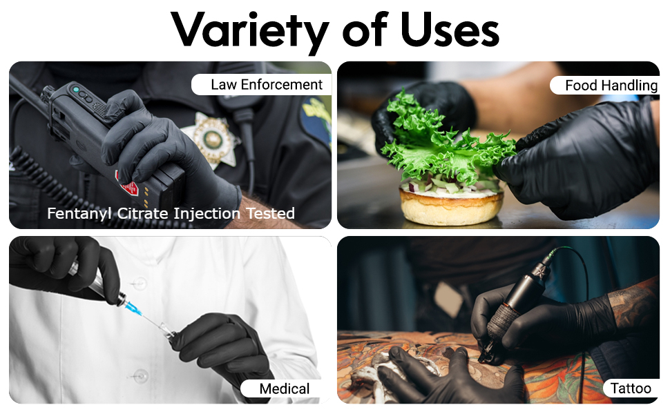 police law fire ems medical hospital clinic lab tattoo food Nitrile gloves heavy duty exam medium 