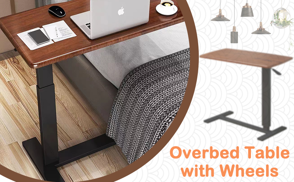 overbed table with wheels hospital bed table medical bedside table rolling bedside table