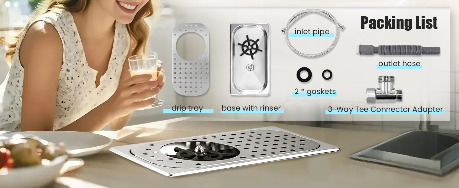 packing list of Huanyu stainless steel cup rinser