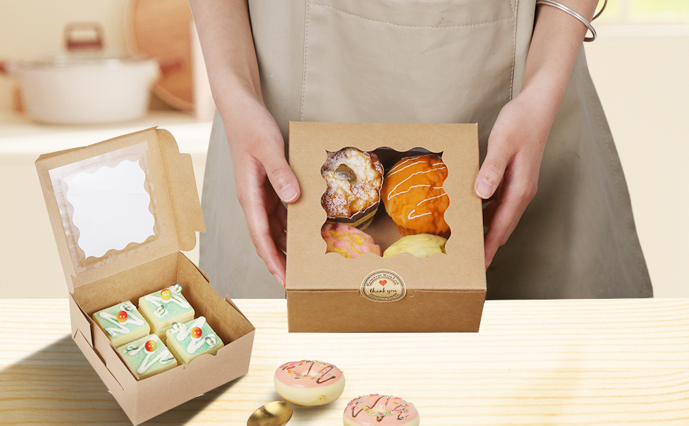 Food grade material  Transparent window biscuit boxes are made of 350g cowhide premium cardboard
