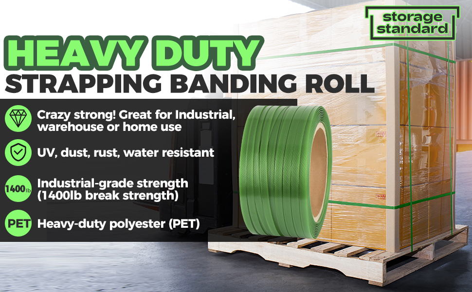 Heavy Duty Strapping Banding Roll Kit for pallet shipping cargo warehouse industrial strength