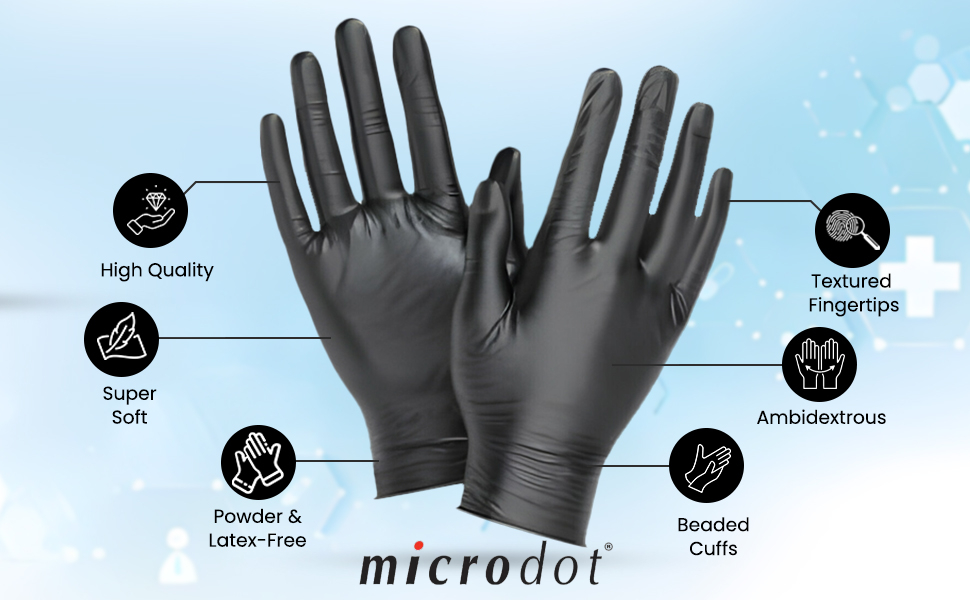 Nitrile gloves heavy duty exam medical box medium large medical food cleaning microdot police grip