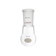 Laboy Glass 25mL Single Neck Round Bottom Boiling Flask Heavy Wall 24/40 Joint Distillation Flask