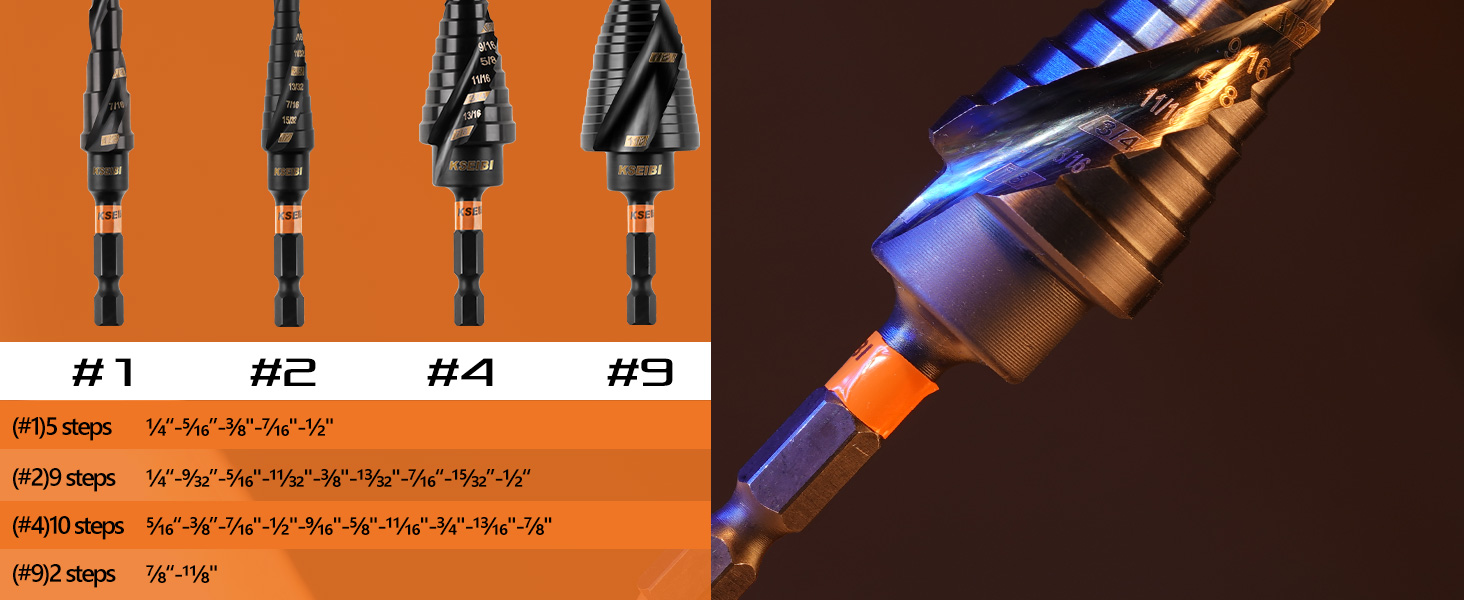 step drill bits black oxide finishing