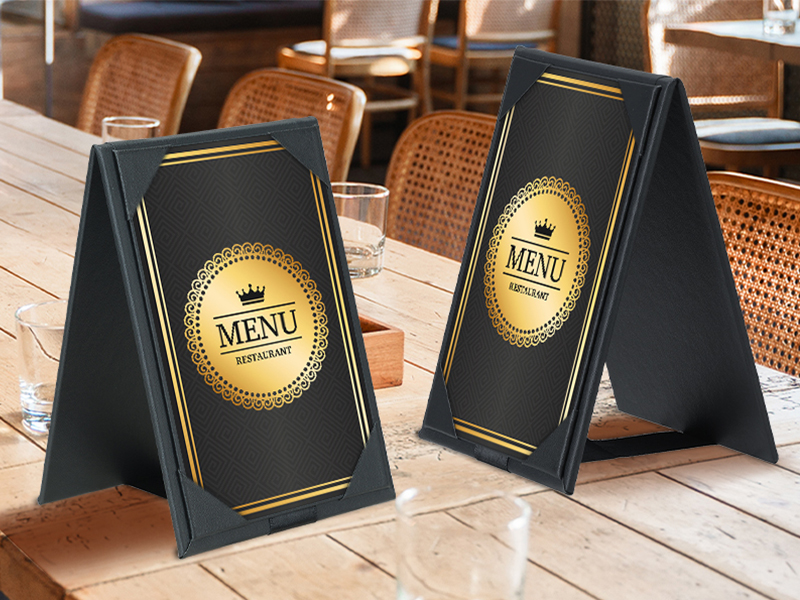 3-Side Triangle Leather Menu Holder