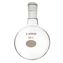 Laboy Glass 500mL Single Neck Round Bottom Boiling Flask Heavy Wall 24/40 Joint Distillation Flask