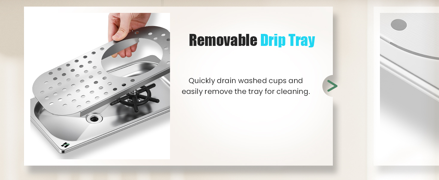 Huanyu cup rinser with removable drip tray