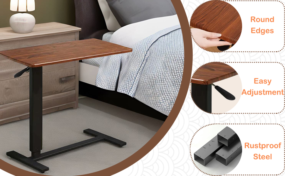 overbed table with wheels hospital bed table medical bedside table rolling bedside table