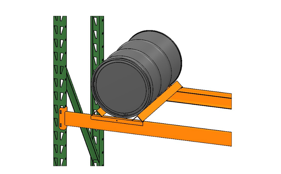 Orange Pallet Rack Drum Cradle with 55 Gallon Drum by EGA Products DC4220