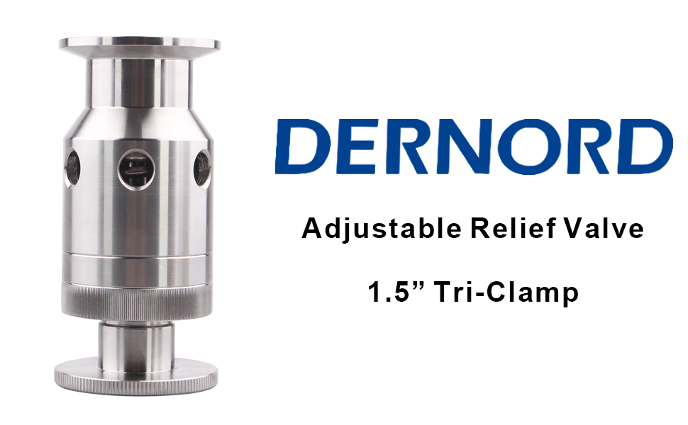 DERNORD Sanitary Adjustable Pressure Vacuum Relief Valve 1.5” Tri-Clamp