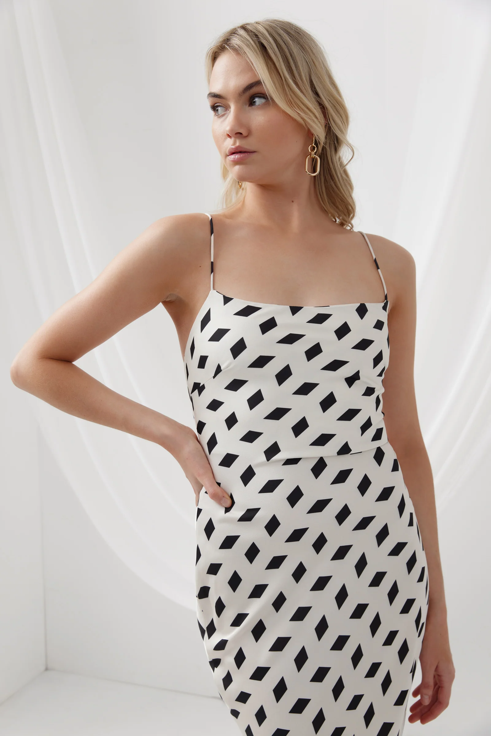 Verona Dress - Ivory Geo Print - Poueer