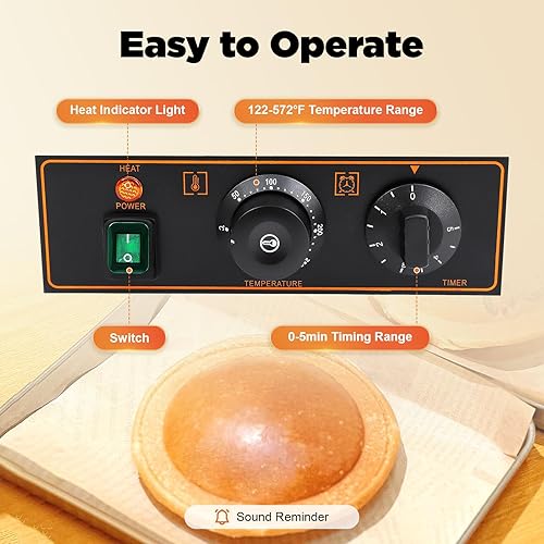 Commercial Electric Burger Maker Machine, 1.2KW Stainless Steel Press Baking Machine, Hamburger Waffle Maker Sandwich Press with Time & Temperature Control for Home Kitchens Breakfast Shops Schools - Poueer