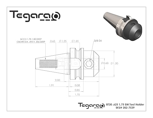 Tegara 5/8 x 1.75 inch BT30 End Mill Tool Holder 2 pcs 202-7539-2 P[ - Poueer