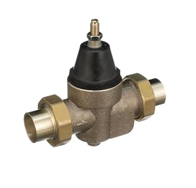 Watts LFN45B Series 3/4' Lead-Free Cast Copper Silicon Alloy Water Pressure Reducing Valve, Double Union Solder Inlet and Outlet, Elastomer Disc, Adjustable Pressure 25 to 75 psi, Maximum 400 psi - Poueer