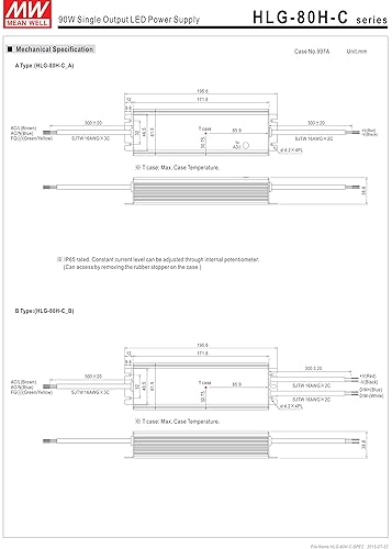 [PowerNex] Mean Well HLG-80H-C700A 129V 700mA 90W Single Output LED Switching Power Supply - Poueer