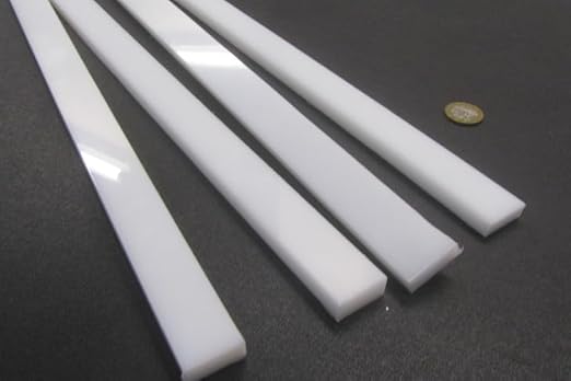 White HDPE (High Density Polyethylene) Rectangular Bar .375' (3/8') x 1.00' (1') x 48' 4 pcs - Poueer