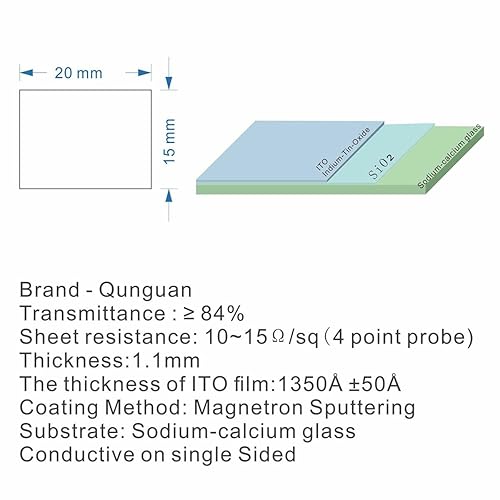 ITO (Indium tin Oxide)Substrate Coated Conductive Glass Slides 100×100×0.7mm 7ohm/sq (6pcs) - Poueer