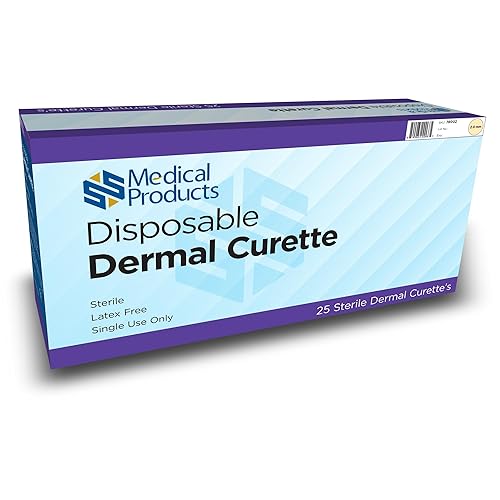 Disposable Dermal Curettes Ergonomically Stainless-Steel Precision Blade Safety Cap Superior Grip Weighted Colored Body (4.0 mm) - Poueer