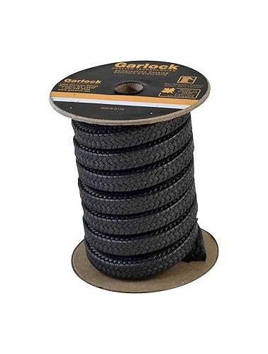 Garlock 41606-FT16-25 Graphite Impregnated Expanded PTFE with Silicone Lubricant Style PACKMASTER 6 Pump Packing, 25' Length, 1/4' Thickness, Square - Poueer