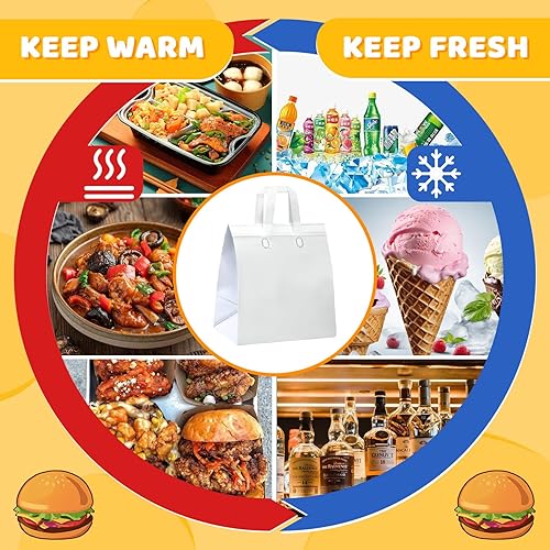 Hushee 200 Pcs Insulated Take out Bags Bulk Thermal Insulation Take Away Bags Disposable 10.24x11.02x6.69 Inch for Grocery Lunch Hot Cold Frozen Food Delivery Shipping Cooler(Black) - Poueer