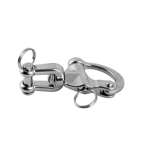 2/4 PCS Heavy Duty Marine 316 Stainless Steel Fixed Snap Shackle Quick Connect Shackle Snap Hook Rigging for Sailboat Yacht W/2 Rings (2, Overall Length:128mm) - Poueer