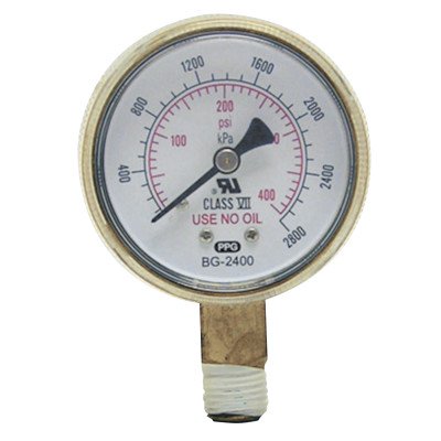 Replacement Gauges, 2 in, 4,000 psi, Brass, 1/4 in (NPT) (2 Pack) - Poueer