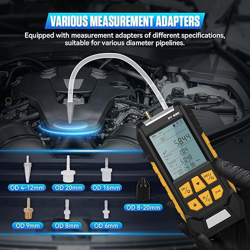 PT530 Digital Manometer,Air and Gas Pressure Tester,Dual Differential Digital Manometer,-100 to 300 Kpa Measurement Range,10 Pressure Units,Data Locking,Storage and Flashlight - Poueer