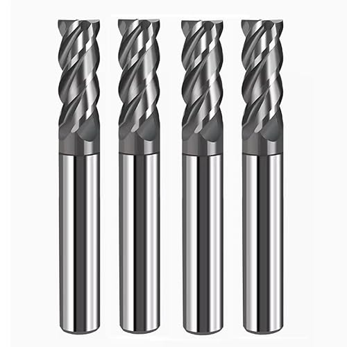 2PCS 1/2'' Carbide Square End Mill Bits Set, Milling Bits Cutter 1/2 Carbide End Mills for Alloy Steels/Hardened Steels, HRC 45 Deg Single End 4 Flute AlTiN Coating (2PCS 1/2in) - Poueer