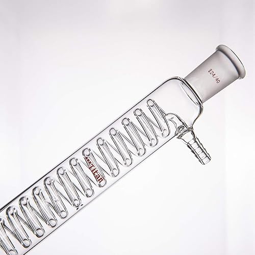 Borosilicate Glass Graham Condenser with 24/40 Joint 300mm/11.81 inch Jacket Length - Poueer