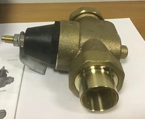 Watts LFN45B Series 3/4' Lead-Free Cast Copper Silicon Alloy Water Pressure Reducing Valve, Double Union Solder Inlet and Outlet, Elastomer Disc, Adjustable Pressure 25 to 75 psi, Maximum 400 psi - Poueer