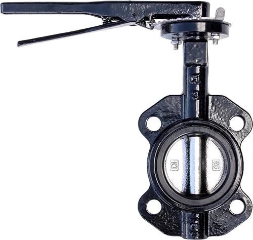 RKLO3 Cast Iron Butterfly Valve, Lever Style, EPDM, Black, 3' - Poueer