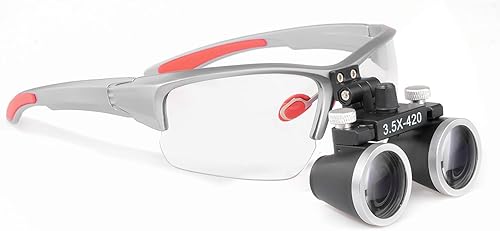 3.5x420 MM Angle Adjustable Binocular Loupes Magnifier Glasses Lab Magnification loupes with Black Cloth Case (Blue) - Poueer