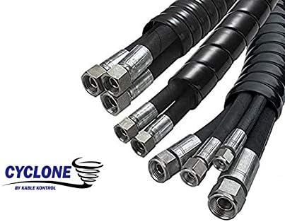 Kable Kontrol Cyclone Heavy Duty Hydraulic Hose Spiral wrap - 1/2' Diameter - Black - 165 feet Long | Abrasion Resistant | HDPE Construction | Protects Hose-Lines - Poueer