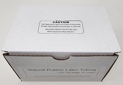 Surgical Tube Natural Rubber Latex Tubing 50ft Roll 1/8' Inner Diameter x 1/16' Wall x 1/4' Outer Diameter - Poueer