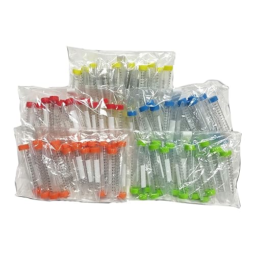 MTC Bio C2715 Spectra Tube Centrifuge Tube with Rainbow Cap, Polypropylene, Sterile, 50/Foam Rack, 15 lb. (Pack of 500) - Poueer