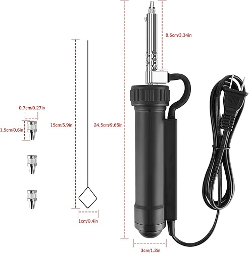 Solder sucker,Automatic Desoldering Pump Vacuum, Electric Solder Tin Sucker, Electric Desoldering Pump Automatic Vacuum Solder Sucker US Plug AC 110V 30W with 3 Soldering Suction Tips - Poueer