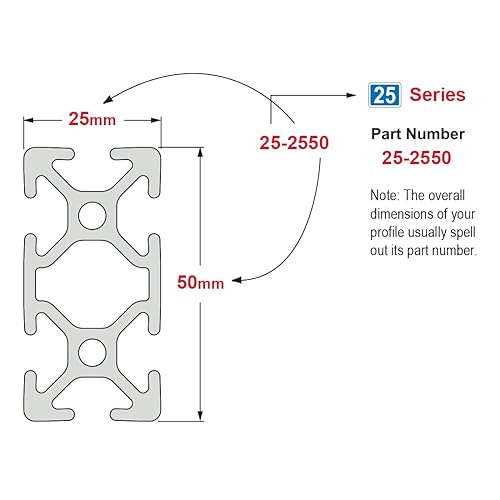 8020, 25-2550, 25 Series 25mm x 50mm T-Slotted Aluminum Extrusion DIY Extruded Linear Slot Bar Rail Metric 80/20 (Black Anodize, 1830mm Long) - Poueer