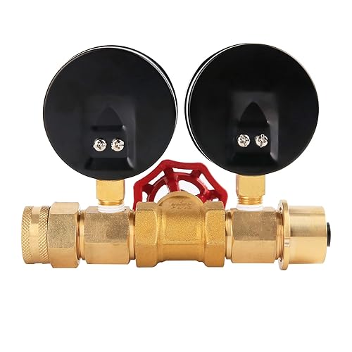 Watflow Water Flow Gauge, Temperature and Pressure Test Assembly, 0-160psi,0-13 GPM, 3/4' Female Hose Thread. - Poueer