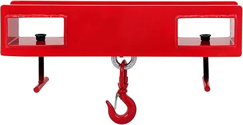Universal Forklift Lifting Hook, 4400lbs Capacity Lifting Hoist, Forklift Mobile Crane and 2 T-Screws (Red, Steel, Powder Coated) - Poueer