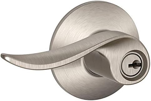 Schlage F51A Sacramento Keyed Entry Lock C Keyway with 16211 Latch 10063 Strike Satin Nickel Finish - Poueer