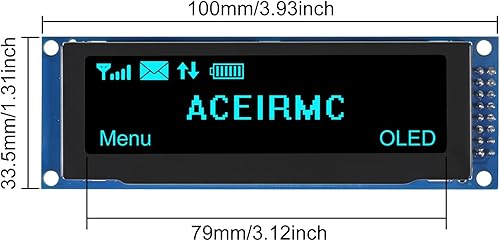 2pcs 3.12 inch OLED Display 256x64 OLED LCD Display SSD1322 Module 16pin Parallel SPI Soldering for Arduino (Green) - Poueer