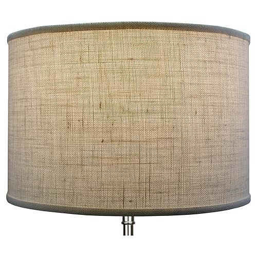 FenchelShades.com 18' Top Diameter x 18' Bottom Diameter 12' Height Cylinder Drum Lampshade USA Made (Burlap Off White) - Poueer