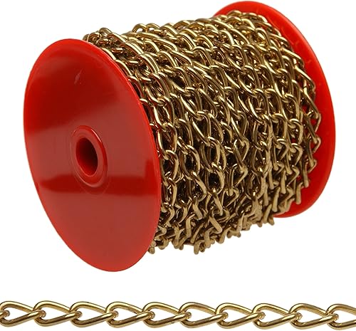 Campbell 0717017 Hobby and Craft Twist Chain, Brass Plated, #70 Trade, 0.043' Diameter, 5 lbs Load Capacity, 82 Feet Mini Reel - Poueer