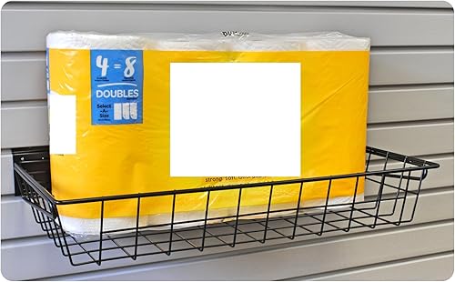 GaragePro 2.0 Locking Bracket 24' x 12' Large Shallow Ventilated Basket for Slatwall Panels - Poueer