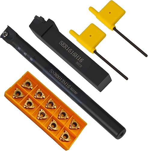 1/2' 5/8' SNR0013M16+SER1616H16 Lathe Internal Threading Holders Turning Tool Holder with 5pcs 16IR AG60+5pcs 16ER AG60 Carbide Turning Inserts - Poueer