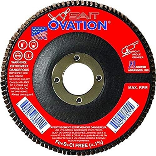 United Abrasives- SAIT 78036 Ovation Flap Disc, 6-Inch by 7/8-Inch, 40 Grit, 10-Pack - Poueer