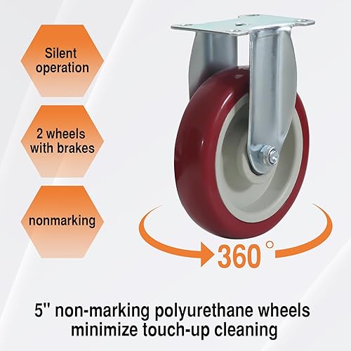 Panel Truck Cart with Handles, Steel Panel Dollies Cart with 4 Swivel Wheels, Drywall Sheet Carts Handling Wall Panel Rolling Dollies, 1500LBS Load Capacity Platform Truck Dollies - Poueer