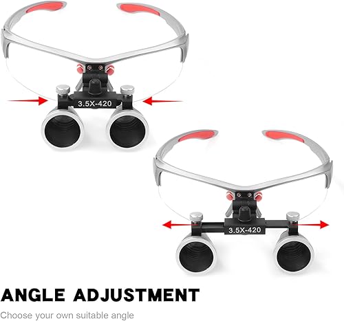 3.5x420 MM Angle Adjustable Binocular Loupes Magnifier Glasses Lab Magnification loupes with Black Cloth Case (Blue) - Poueer